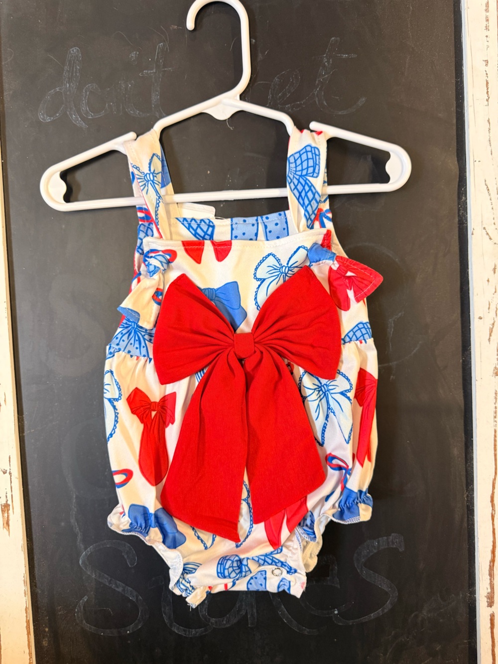 Gymboree Girls Red & Blue Bow One-Piece Romper